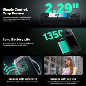 กล้องแอคชั่น AKASO 360 องศา กันน้ำ กันฝุ่น บันทึกวิดีโอ 5.7K 360 องศา ความละเอียด 48MP เซ็นเซอร์ 1/2 นิ้ว หน้าจอสัมผัส 2.29 นิ้ว ไม้เซลฟี่แบบซ่อนได้ 360 องศา °   ขอบฟ้า - Product Image 5