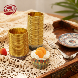 Beigu Doublures jetables en papier pour gâteaux et cupcakes, à motif oriental, à bord doré et à bord roulé, style arabe, pour la cuisson et l'emballage - Product Image 4