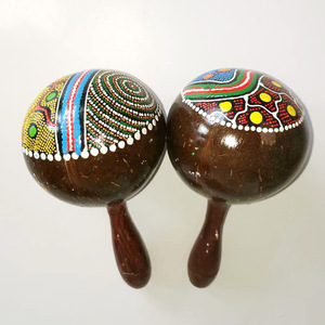 Wholesale Coconut Shell Sand Hammer Baby Hand Eco-friendly <b>Musical</b> <b>Instrument</b> Toy Maracas - Product Image 5