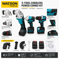 Kit combiné d'outils électriques sans fil 3 pièces avec perceuse, clé à chocs et meuleuse d'angle pour la vente en gros