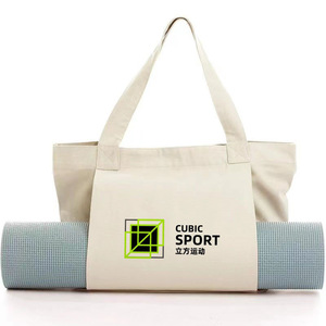 Personnalisé Épais <span class=keywords><strong>Blanc</strong></span> Réutilisable <span class=keywords><strong>Coton</strong></span> <span class=keywords><strong>Blanc</strong></span> Sublimation Couleur Imprimé Pliant Tapis De Yoga Stockage Shopping Toile Sacs Fourre-Tout - Product Image 3