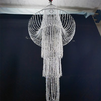 Lustre suspendu en acrylique perlé pour accessoires de mariage, rideau lumineux pour hôtel, salle de mariage, fête, décoration de plafond