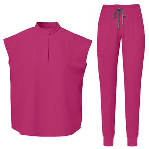 Plus Size Stretchy Women Medical Scrub Uniform Casual Summer Solid Color Thin Workwear For Doctor <b>Nurse</b> Beauty Salon Staff - Product Image 4