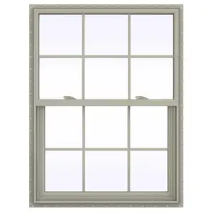 Finestra in vinile bianco a sospensione singola in vetro Argon Low-E economico con finestre Upvc in stile americano con griglia