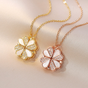 Collier en acier inoxydable au design unique KISSWIFE, tendance personnalité, bijoux pliables, <span class=keywords><strong>pendentif</strong></span> trèfle à quatre <span class=keywords><strong>feuilles</strong></span> - Product Image 5