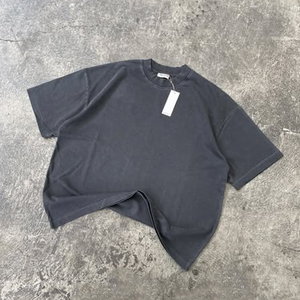 T-shirt unisexe en coton respirant à col rond surdimensionné de qualité supérieure en gros, 250 g/m², poids lourd, coupe ajustée, uni - Product Image 3