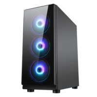 Boîtier PC de bureau AntarcChill en verre, format ATX, transparent RGB avec 7 emplacements, logo OEM et emballage, tour moyenne