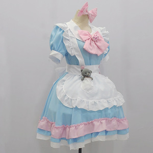 Vestido de diseño original para día lluvioso con estampado floral, con delantal y lazo, estilo Lolita, uniforme escolar en colores dulces. - Product Image 2
