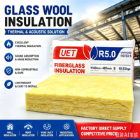 Panneaux d'isolation acoustique et ignifuge écologiques certifiés Codemark australien R5.0 220 mm en laine de verre jaune pour plafond - Prix