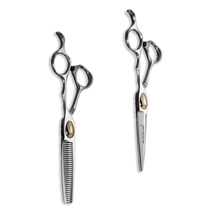 Khắc lồi cạnh thép không gỉ chuyên nghiệp thợ cắt tóc tóc <span class=keywords><strong>Shears</strong></span> Ergonomic xử lý bóng mang căng thẳng hệ thống đặt hàng số lượng lớn - Product Image 2