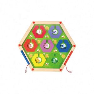 Gioco Labirinto Esagonale in Legno per Bambini <span class=keywords><strong>Montessori</strong></span>, Giocattolo Educativo con Perline in Legno - Product Image 3