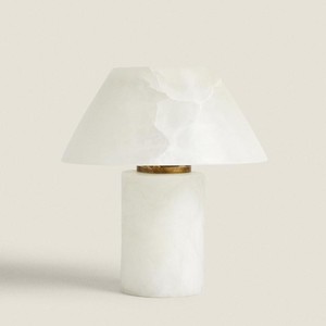 Lámpara de Mesa de Mármol Natural con Forma de Hongo, 160x160 200x200, Luz LED con Interruptor, Base E26, Luz Cálida Ambiental para Dormitorio y Mesita de Noche - Product Image 1