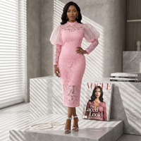 Robe de soirée pour femmes grandes tailles S-4XL, col rond, dentelle transparente, patchwork, taille haute, coupe ajustée, pour banquet et soirée