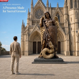 YOUFINE Statue d'archange Saint Michel en bronze pour extérieur, vainquant le <span class=keywords><strong>serpent</strong></span> avec des ailes, pour la place de l'église et le jardin religieux - Product Image 4