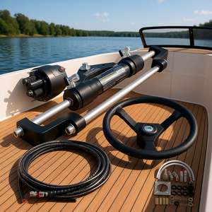 Kit de direction hydraulique pour bateau de 18 pieds, résistant à la corrosion, avec pompe de gouvernail marine, cylindre et système de moteur hors-bord - Product Image 2