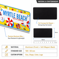 Vente en gros d'aimants de réfrigérateur en métal aluminium avec logo personnalisé, souvenir touristique de plage ou d'île, plaque d'immatriculation de voiture