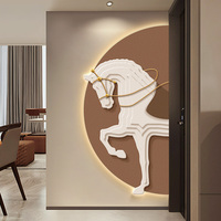 Peinture décorative d'entrée moderne Lumières de peinture Lumières d'entrée Art mural de couloir de luxe Demi-rond Art mural de sens haut de gamme