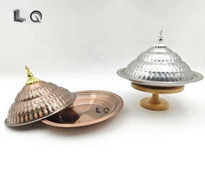 Exquisite Luxury Round Stainless Steel Hotel <strong>Buffet</strong> Dinner Dish Food Plate Restaurant Serving <strong>Tray</strong> <strong>With</strong> <strong>Lid</strong> - Product Image 2