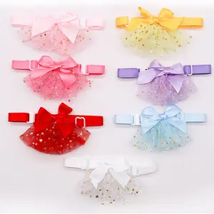 Sweet Pets Accessories Sparking Chiffon Neck Tie Bow Dog and Cat Neck Collars
