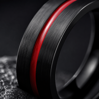 Bague JLM personnalisée en gros, forme géométrique, noir mat électroplaqué, tendance unique, avec rainures, pour homme, couple, alliance de mariage ou de promesse
