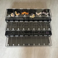 Vitrine de présentation pour serpent python royal, reptile, en acrylique/PVC transparent/noir à 3 niveaux, avec logo personnalisé, verrouillable