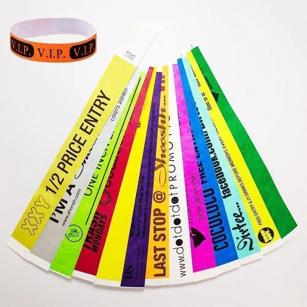 Wristband निविड़ अंधकार एक समय का उपयोग Tyvek टिकट कस्टम डिस्पोजेबल Wristbands घटनाओं कंगन टिकट