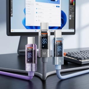Cavo USB Toocki PD 66W per Ricarica Rapida da USB-A a Tipo C, Cavo Dati USB-C con Display LED Digitale per Ricarica Veloce del Telefono - Product Image 1