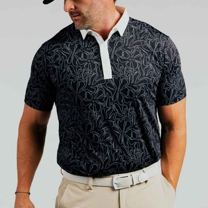 Camisetas de Golf de Rendimiento Slim Fit de Secado Rápido con Estampado Gráfico Negro y Logotipo OEM ODM, Ropa de Golf Casual, Polos de Golf para <span class=keywords><strong>Hombre</strong></span> - Product Image 2
