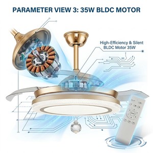 Modern Reversible LED <b>Ceiling</b> Fan <b>Light</b> 5 Blade DC Copper Motor <b>Remote</b> <b>Control</b> Bedroom <b>Ceiling</b> Lamp - Product Image 2