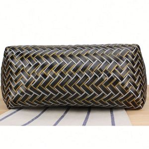 Bolso de mano de paja tejida de ratán portátil vintage de verano para mujer, bolsos de playa de bambú hechos a mano - Product Image 6