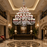 Lustre en cristal européen sur mesure pour hôtel, villa, style rétro luxueux, design créatif inspiré des bougies rouges, luminaire suspendu pour hôtel