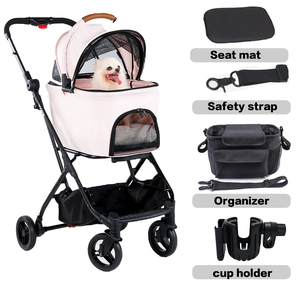 3-in-1 ayrılabilir köpek arabası ve araba koltuğu tek el katlanır çift <span class=keywords><strong>Pet</strong></span> arabası için bir köpek veya kedi seyahat ürün - Product Image 5
