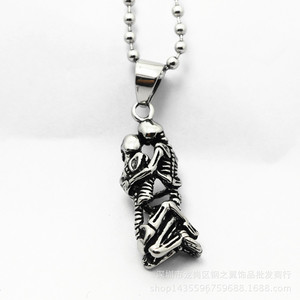 yunnique Skeleton <b>Couple</b> Pendant <b>Necklace</b> Stainless Steel Unisex Party Jewelry - Product Image 5