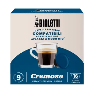 Set di capsule di caffè Bialetti Cremoso da 16 pezzi in alluminio compatibile con A Modo Mio con coperchio in plastica per uso domestico, solo 0,14 € per capsula - Product Image 1