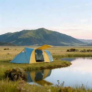 Tente tunnel pour camping familial 6-9 personnes, 4 saisons, 3 chambres, <span class=keywords><strong>1</strong></span> salon, imperméable 3000 mm, coupe-vent, polyester 190T, facile à monter - Product Image 2