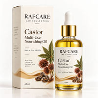 Huile nourrissante multi-usage RAFCARE Castor 60ml, pressée à froid, 100% pure, contrôle du sébum, réparation des cheveux, soin du corps, des cheveux et de la peau