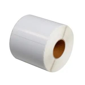 Rollo de cinta adhesiva para impresión de código de barras, material autoadhesivo de 100M/300M, venta al por mayor