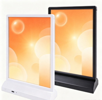 Enseigne lumineuse rechargeable en alliage d'aluminium à haute luminosité, affichage vertical de table double face portable pour carte de menu de thé au lait