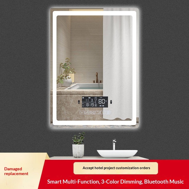 Smart Wall-Mounted Bathroom Mirror for Hotel Toilets and Makeup Use with Anti-Fog Illuminated Light