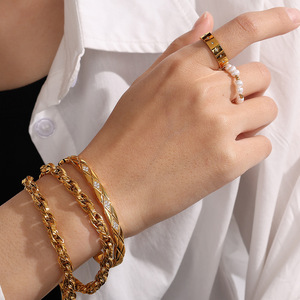 New Trendy Simple Diamond Cross Checkered Pattern Bracelet Stainless Steel Bangles Fashion Jewelry <b>for</b> Women - Product Image 4
