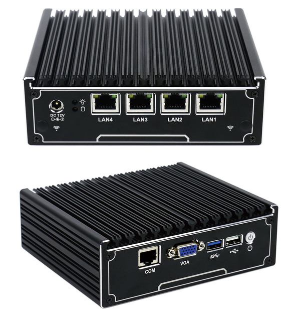 Industrial Embedded Computer Mini PC Intel J1900 Quad Core 2.0Ghz 4 Lan Port Small Pcfanless Stock