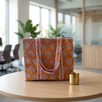 Tas Tote Besar Motif Cetak Blok Katun Jaipuri Grosir, Dapat Dibalik, Dilengkapi Kantong Dalam, Ramah Lingkungan dan Berkelanjutan
