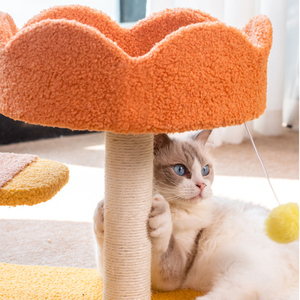 Torre de sisal multinivel para gatos, diseño de flor de <span class=keywords><strong>abeja</strong></span>, con poste rascador floral y <span class=keywords><strong>bolas</strong></span> colgantes, inspirada en un árbol - Product Image 5