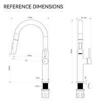 Robinet de cuisine monocommande 1 trou en acier inoxydable SUS 304, style européen moderne, avec douchette extractible et flexible col de cygne