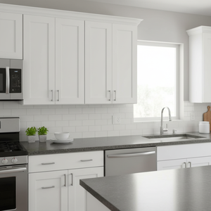 Sunique Sydney <b>White</b> Shaker Kitchen Cabinet 24 In X 30 In X 12 In 2 Doors 2 <b>Shelves</b> Modern MDF Cabinet - Product Image 3