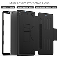 Étui pour tablette d'affaires antichoc Smart Flip pour iPad 7e/8e/9e 10e génération porte-crayon intégré étui en cuir PU