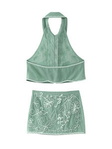 2025 estate nuova gonna giacca europea americana Cross-Border da <span class=keywords><strong>donna</strong></span> ricamata con collo corto in tinta unita completo W028 6682 - Product Image 3