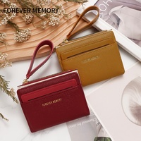 Portefeuille court zippé en cuir PU de style coréen, élégant, avec porte-cartes, porte-monnaie, porte-cartes d'identité et porte-cartes de visite
