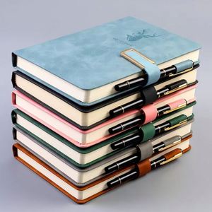 Custom Business A5 <b>Notebook</b> <b>Set</b> with Pen & Gift Box High-End Leather Cover Printed Style Personalized Logo - Product Image 3