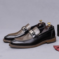 Mocassins en cuir verni pour hommes, chaussures habillées en cuir de vachette véritable ornées de métal, chaussures de cérémonie pour marié